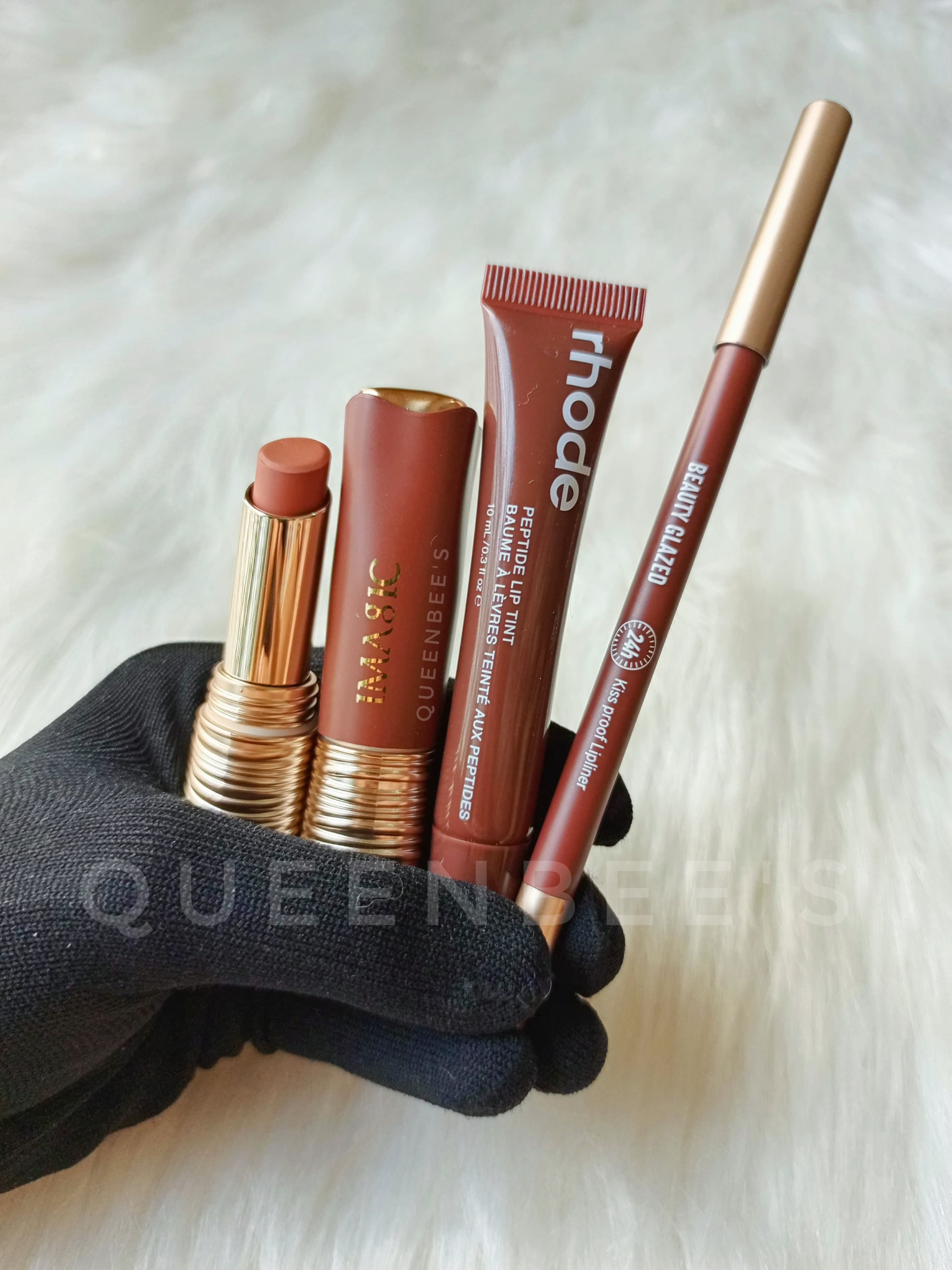 Imagic bullet lipstick + Rhode espresso+beauty glazed lip liner(shade 114 chocolate) combo