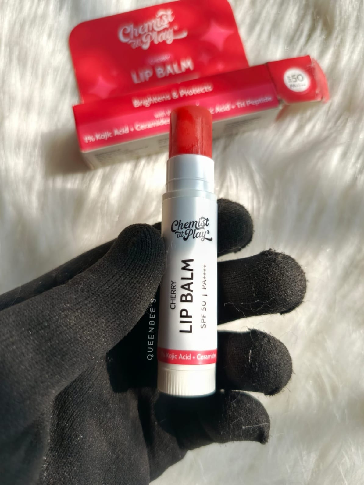 Chemist at play 1% kojic acid+ceramide+peptide cherry lip balm spf 50pa++++