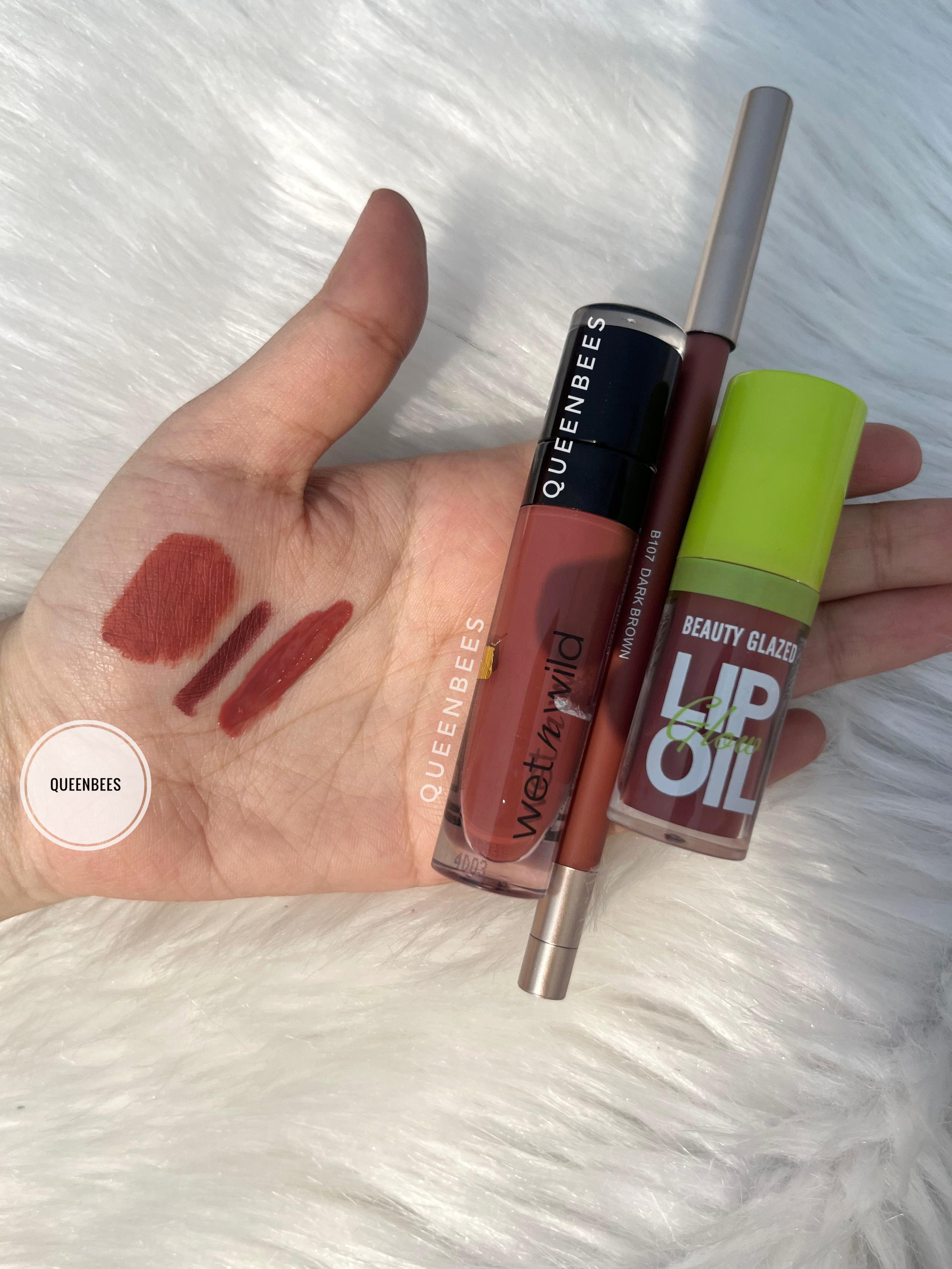 Brown lip Combo ( beauty glazed lip liner 107+wet n wild give me mocha lipstick+beauty glazed lip oil shade 107)_img_1