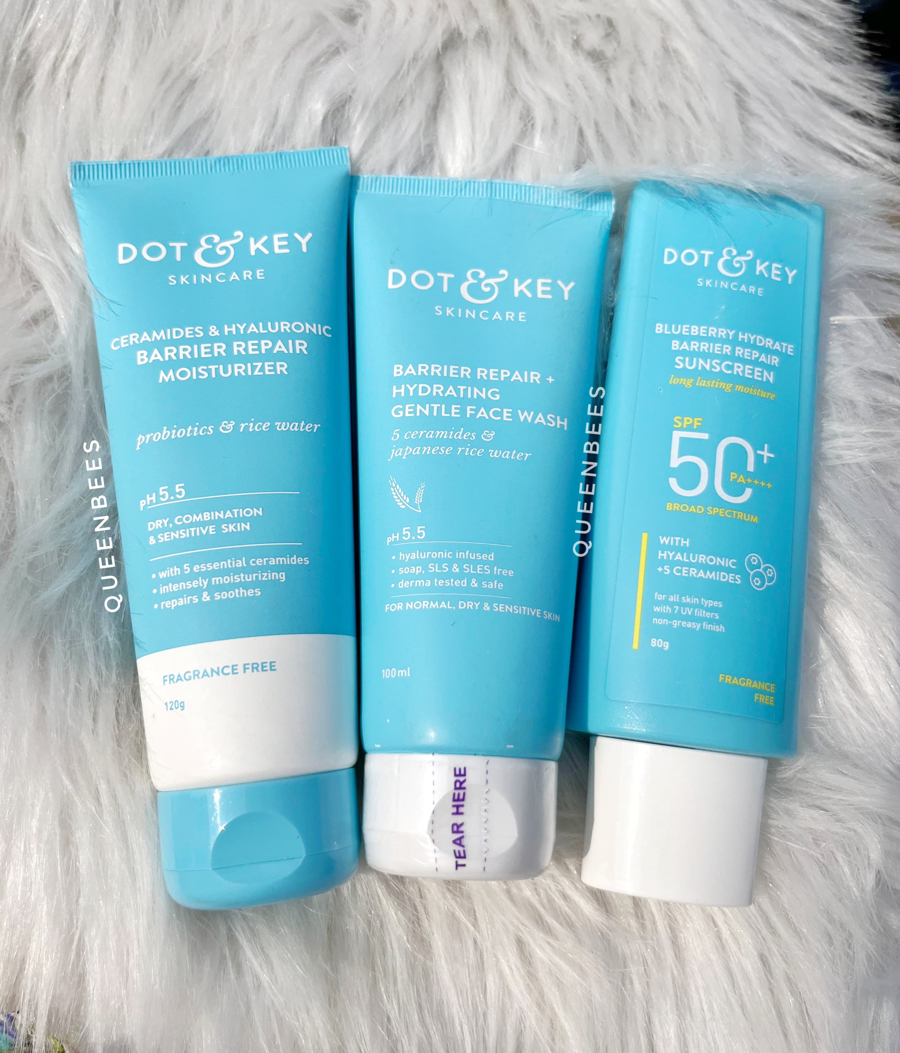 Dry,Dry to combination Dot & key Basic Skin Care Combo(moisturizer 120ml,sunscreen 80ml,facewash 100ml)