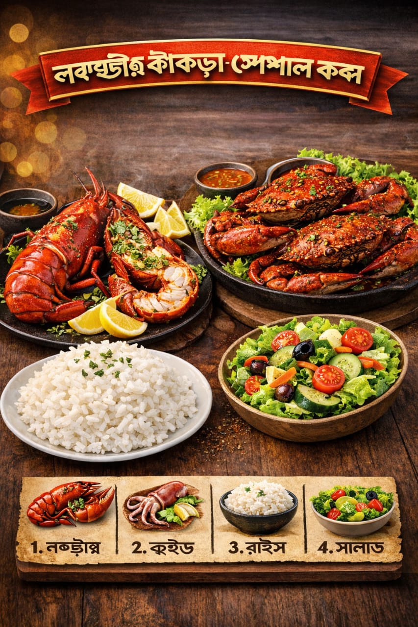 লবস্টার কম্বো, লবস্টার,স্কুইড, ,রাইস, সালাত