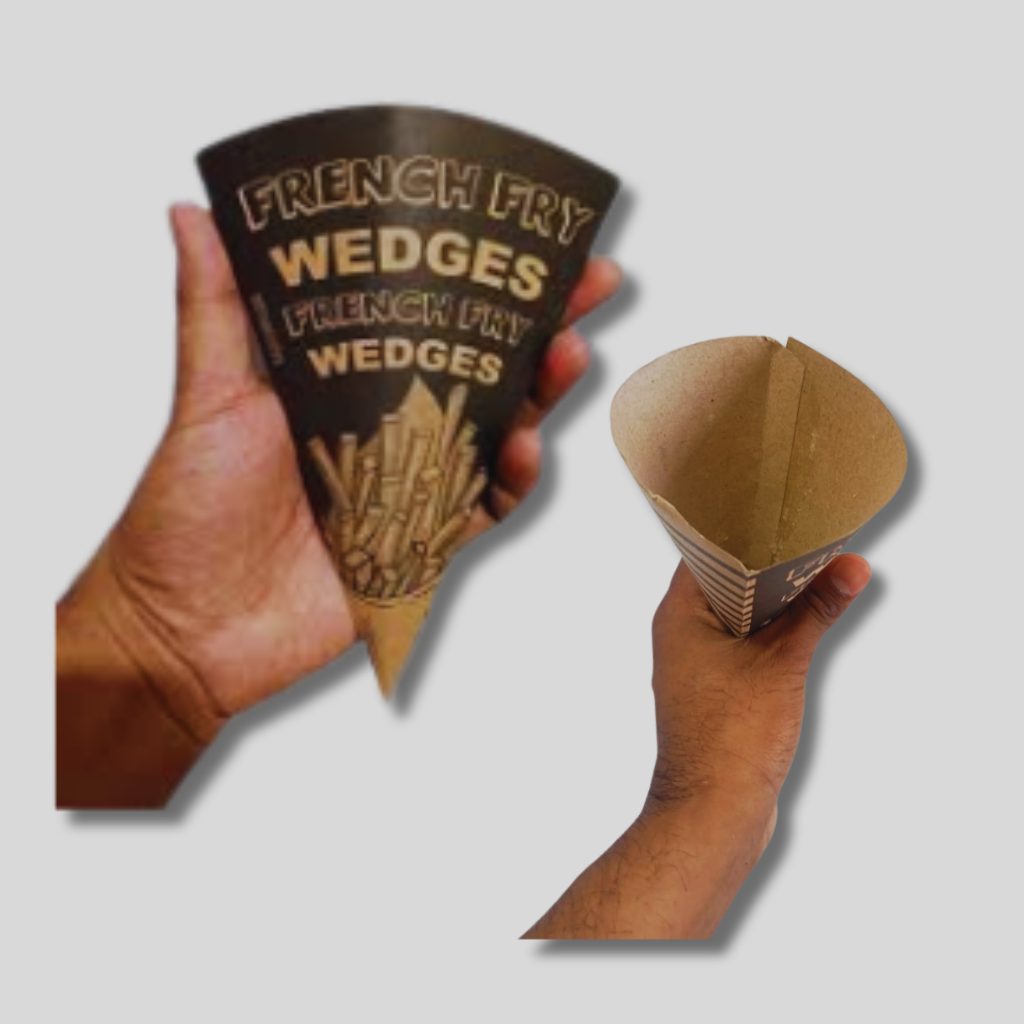French Fry & Wedges Cone Box Kraft Paper Design Food-Grade 200 Pcs_img_1