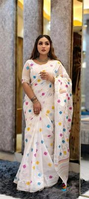 Half Silk Jamdani Print Saree_img_1