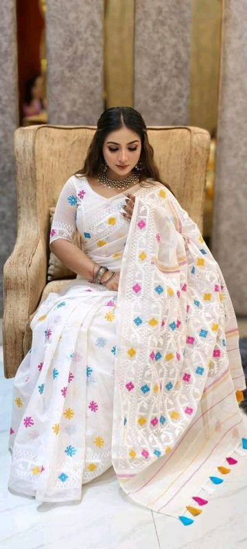 Half Silk Jamdani Print Saree