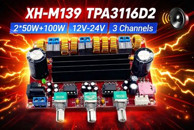 XH-M139 TPA3116D2 2.1 Channel Sub-Woofer Amplifier1 2x50W + 1x100W DC12V-24V 10A SMPS_img_0