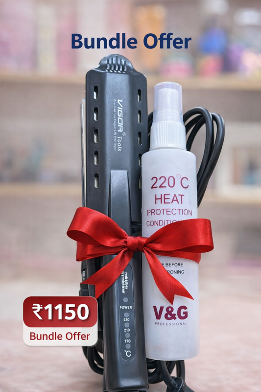 vigor v 908 straightener+ v & g heat protect spray combo - Image 1