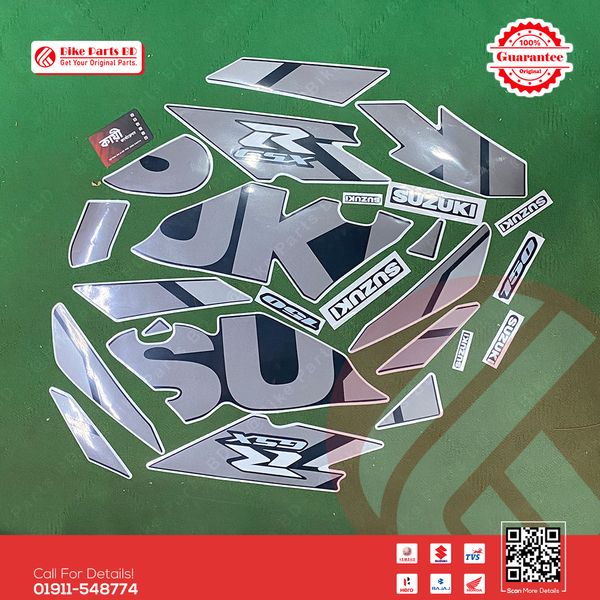 Full Set Sticker for Suzuki GSX-R 150 (Grey & Black Color) bike.