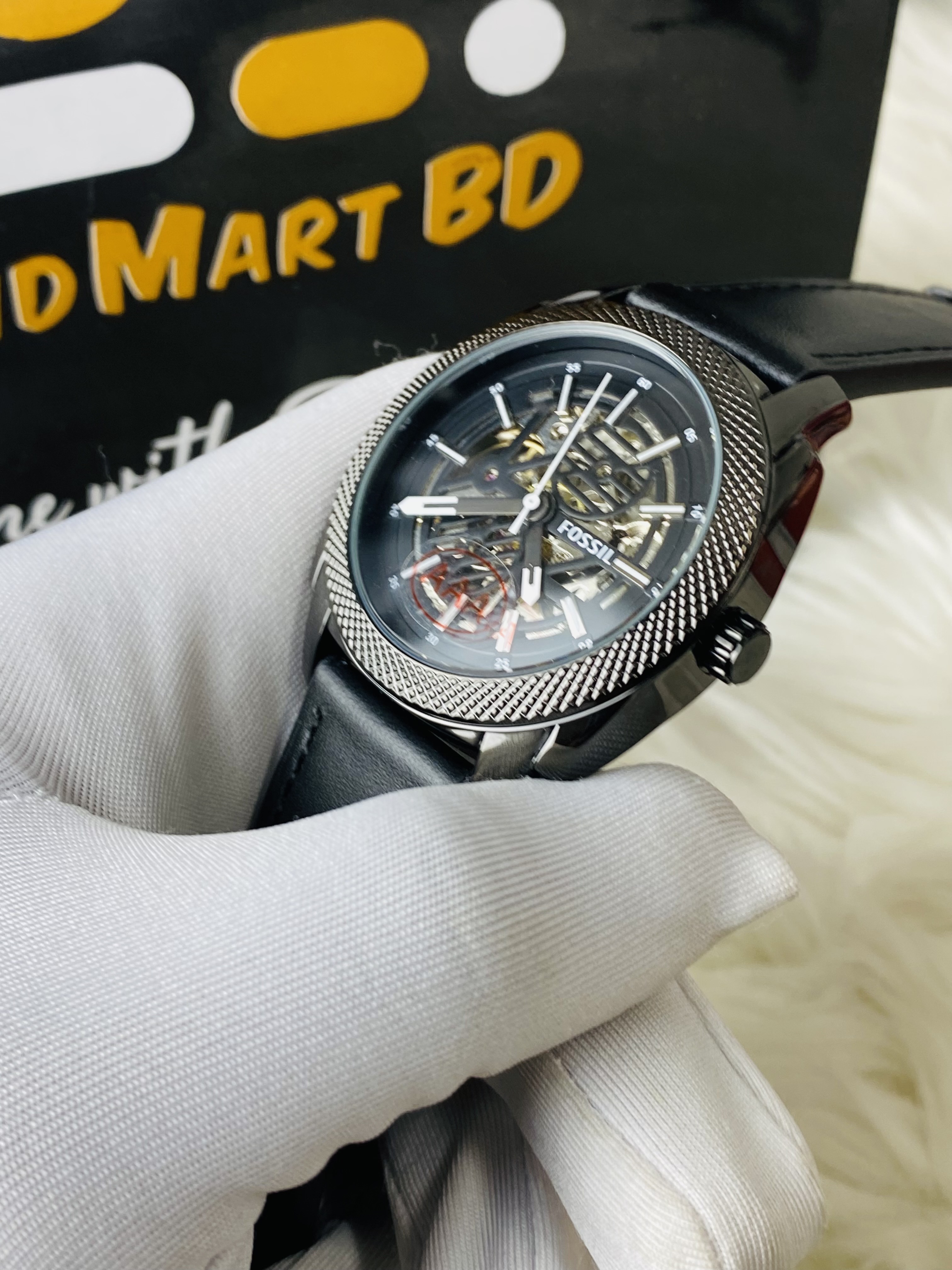 Fossil Machine Automatic Black Leather