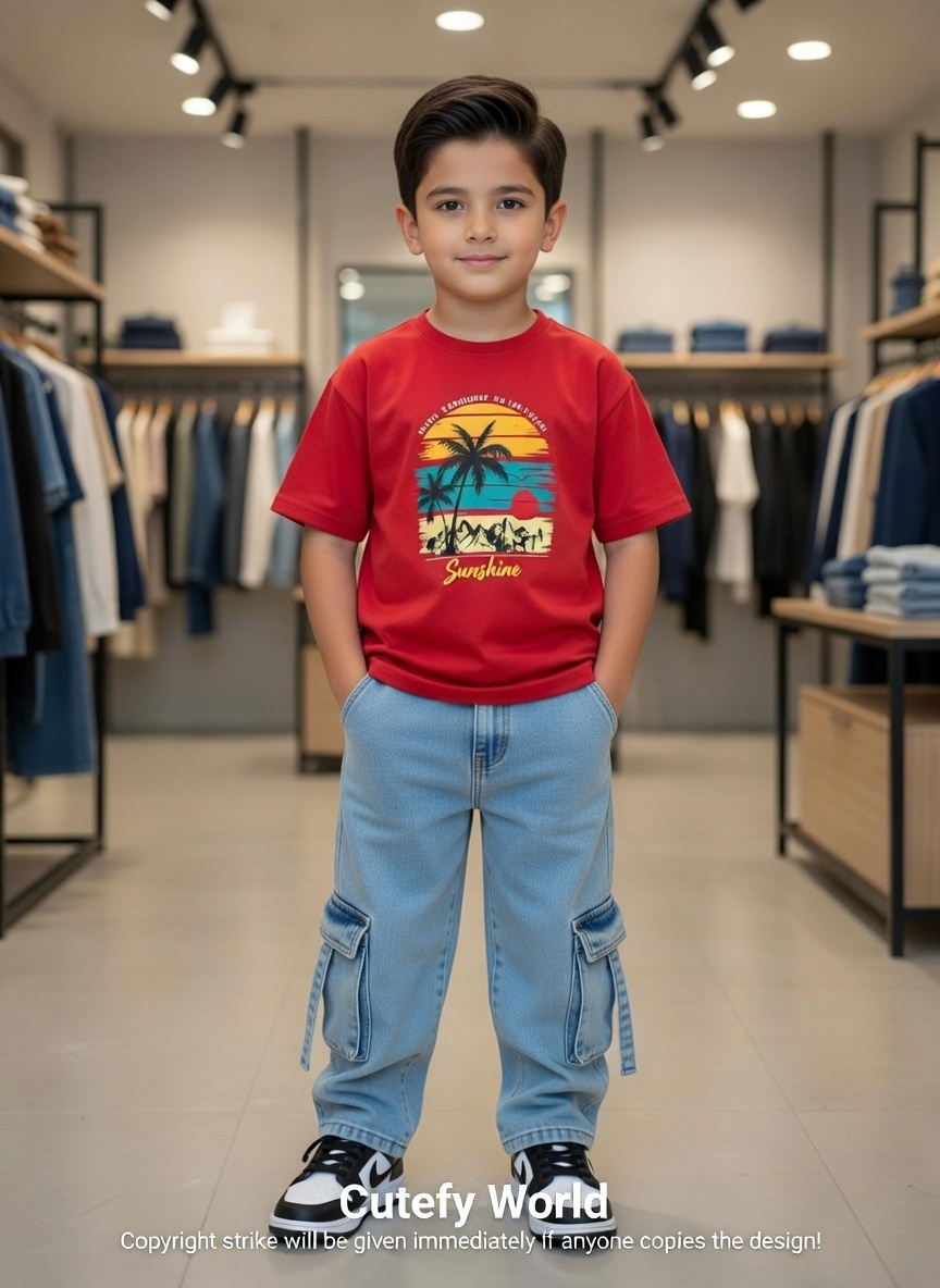 ✨Little Explorer Six Pocket Cargo Baggy Pants +T-shirts Set🔥_img_0