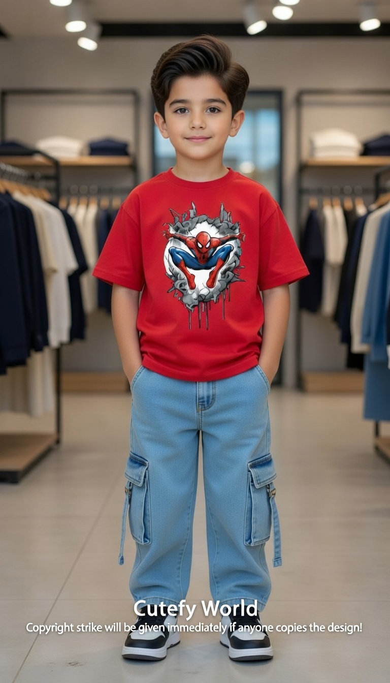 ✨Little Explorer Six Pocket Cargo Baggy Pants +T-shirts Set🔥_img_1