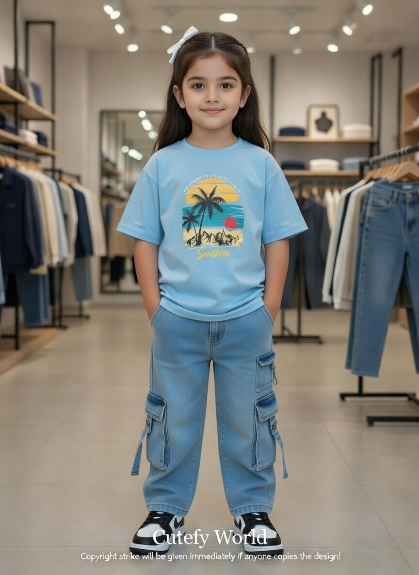 ✨Little Explorer Six Pocket Cargo Baggy Pants +T-shirts Set🔥_img_0