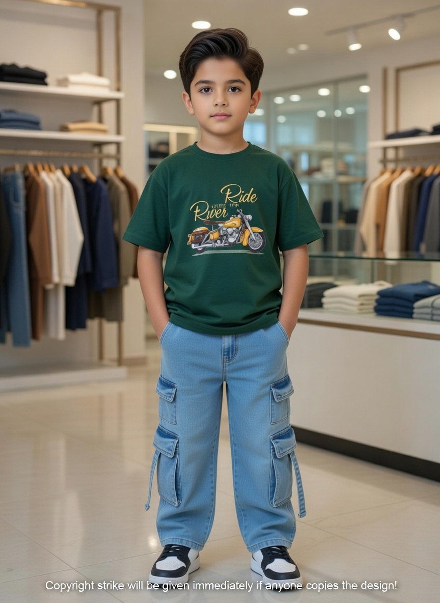 ✨Little Explorer Six Pocket Cargo Baggy Pants +T-shirts Set🔥_img_1