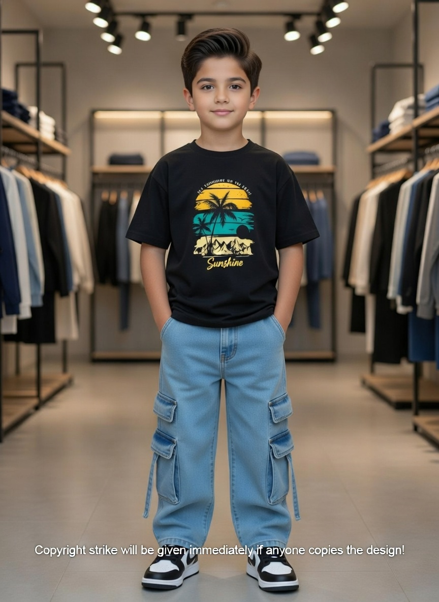 ✨Little Explorer Six Pocket Cargo Baggy Pants +T-shirts Set🔥_img_0