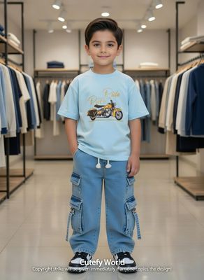 ✨Little Explorer Six Pocket Cargo Baggy Pants +T-shirts Set🔥_img_1