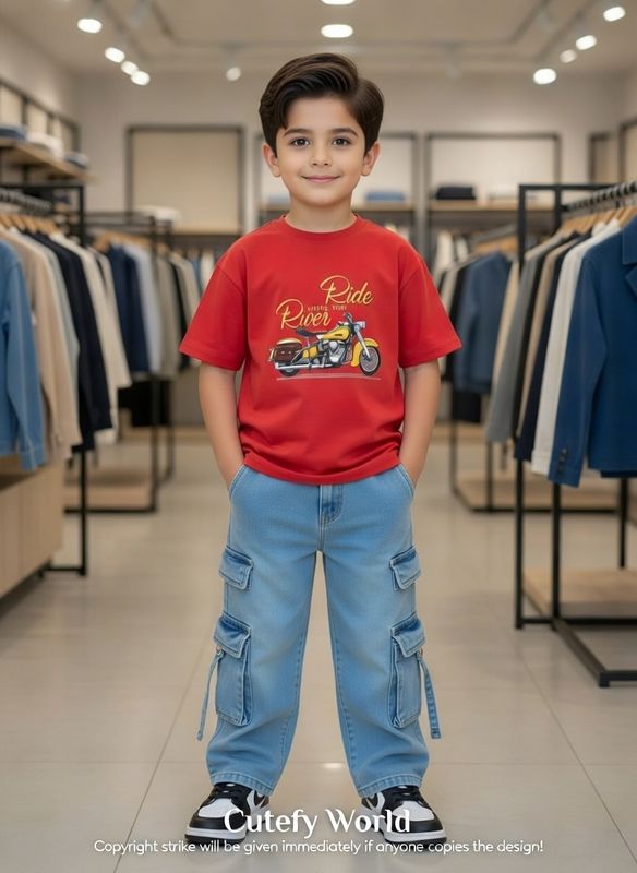 ✨Little Explorer Six Pocket Cargo Baggy Pants +T-shirts Set🔥