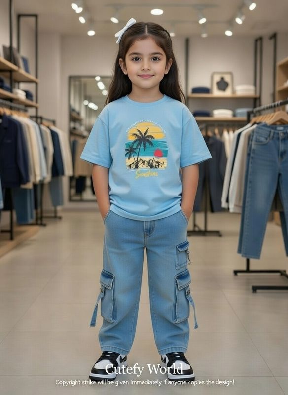 ✨Little Explorer Six Pocket Cargo Baggy Pants +T-shirts Set🔥