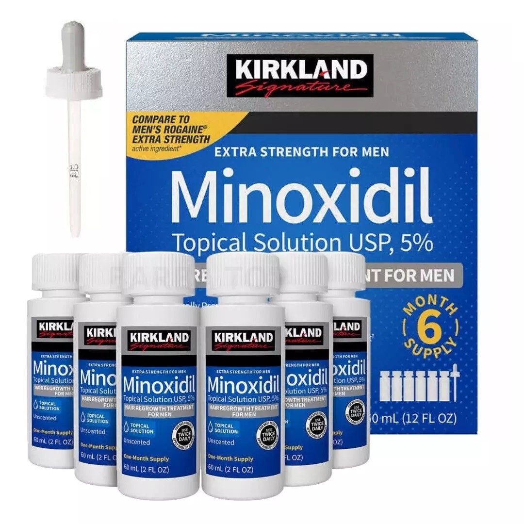 Kirkland Minoxidil 5% Topical Solution Extra Strength Hair Regrowth Treatment for Men (6x60ml)