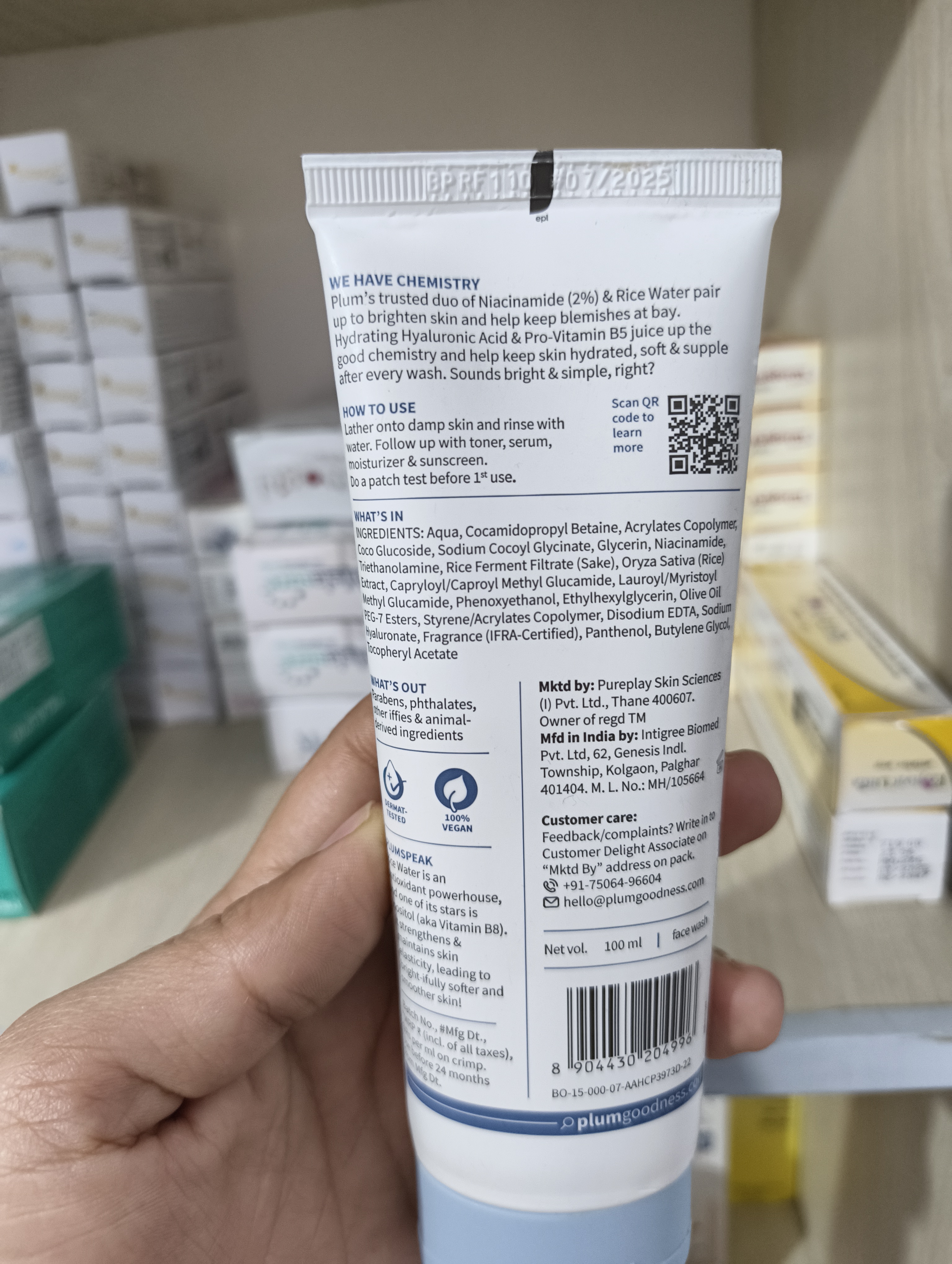 Plum Rice Water & Niacinamide 2% Simply Bright Facewash - 100ml_img_2