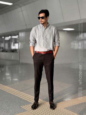 Silver Texture Oversized Full Sleeve Shirt (Ash)_img_4