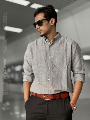 Silver Texture Oversized Full Sleeve Shirt (Ash)_img_5