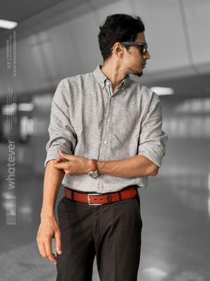 Silver Texture Oversized Full Sleeve Shirt (Ash)_img_6