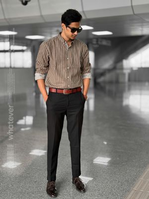 Brown Stripe Oversized Full Sleeve Shirt (Brown)_img_3