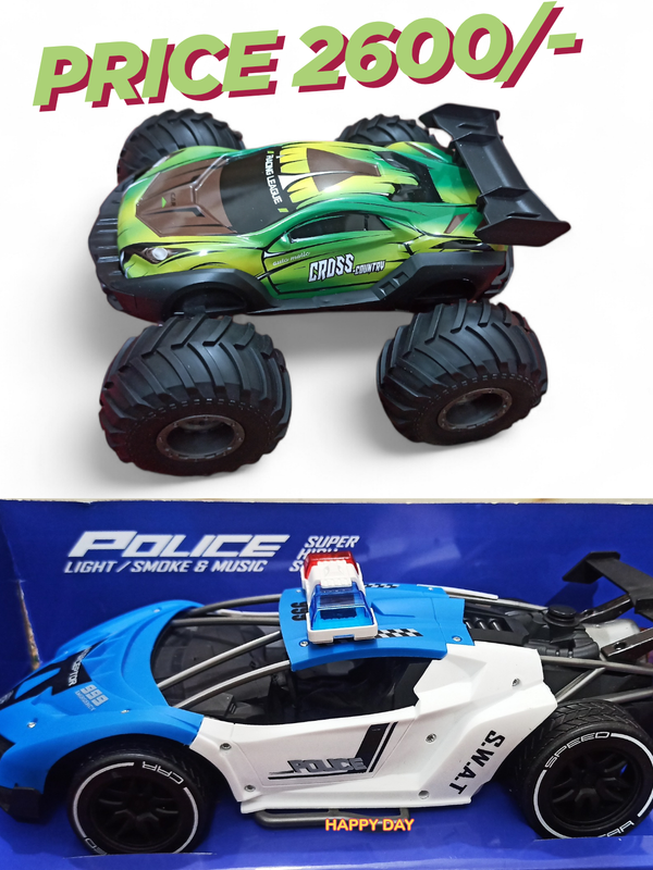 đĨ RC Monster Car + Police Light Smoke Car Combo Offer â Super Racing & Fun Pack
