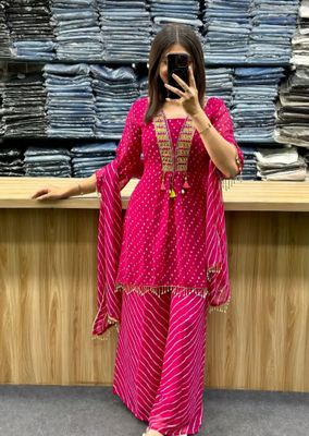 Bandhani Sharara suit (Magenta Pink)_img_0