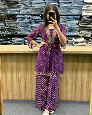 Bandhani Sharara suit (Purple)_img_0