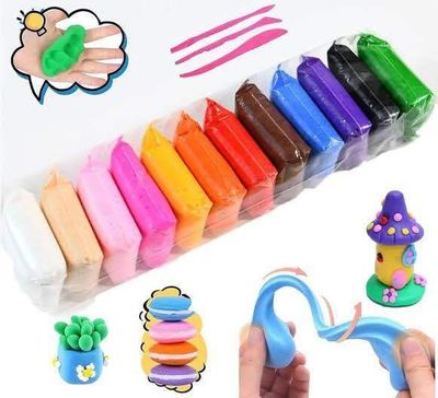 12 pcs Colors Air Dry Clay - Clay Set of 12 Colours Colors for Kids, Air Dry Clay for Kids DIY Ultra-Light Modelling Bouncing Clay with Tools for Kids 12 Different Color Clay_img_1