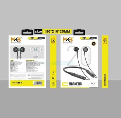 MKB V01 Magnetic ENC Wireless Neckband Bluetooth 5.3 with 20H Playtime | Price in BD_img_3