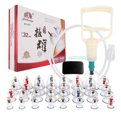 JinKang B-32 Chinese Cupping Set – 32 Pcs Hijama Therapy Kit for Pain Relief & Blood Circulation | Price in BD_img_1