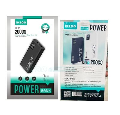 Reeoo 20000 Mah 22.5W High Quality Super Fast Charging Power Bank - RP 25_img_0