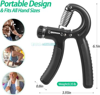 Adjustable Hand Grip Strengthener with Counter – 5kg to 60kg Power Exercise Gripper for Wrist, Forearm & Finger Training_img_4