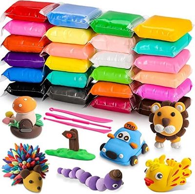 12 pcs Colors Air Dry Clay - Clay Set of 12 Colours Colors for Kids, Air Dry Clay for Kids DIY Ultra-Light Modelling Bouncing Clay with Tools for Kids 12 Different Color Clay_img_0