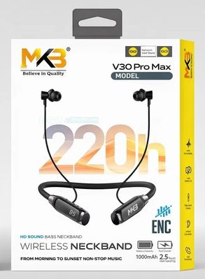 MKB V30 Pro Max Wireless Neckband Bluetooth 5.4 ENC 220H Battery | Price in BD_img_1