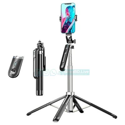 P190 Live Streaming Phone Selfie Stick 1.8M Extendable Floor Stand with Bluetooth 5.2 Remote | Price in BD_img_0