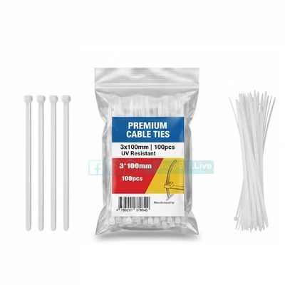 100 Pcs Pack Heavy Duty Cable Ties 4 Inch (3×100mm) – UV Resistant Nylon Self-Locking Zip Tie | Price in BD_img_0