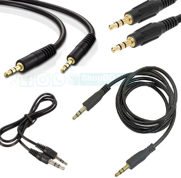 3.5mm Male to Male Stereo Audio Cable – AUX Cable for Car, PC, Speaker & Headphone | Black | Price in BD