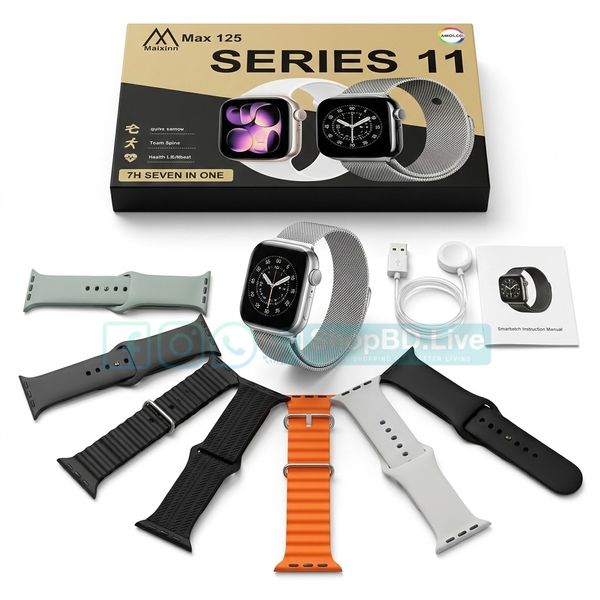 Max125 Series 11 7-in-1 Smart Watch with Bluetooth Calling & 7 Straps for Men | Price in BD