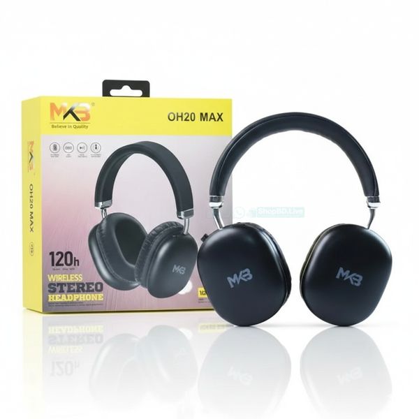 MKB OH20 Max Wireless Bluetooth Headphone – 120H Battery, Bluetooth 5.3, Clear Sound & Built-in Mic