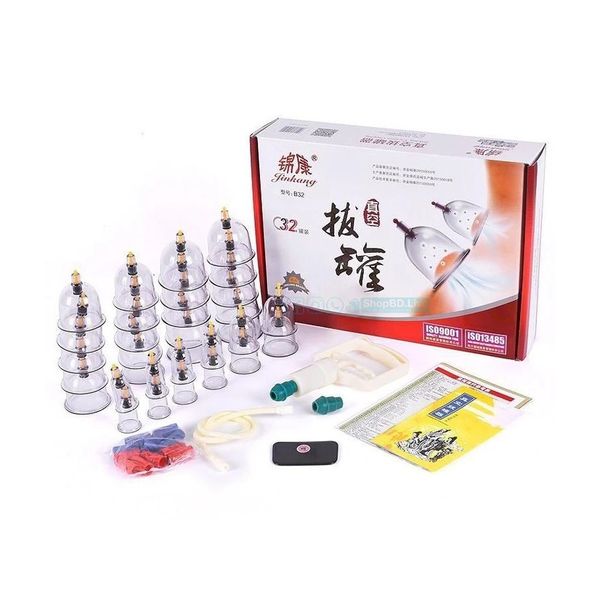 JinKang B-32 Chinese Cupping Set – 32 Pcs Hijama Therapy Kit for Pain Relief & Blood Circulation | Price in BD
