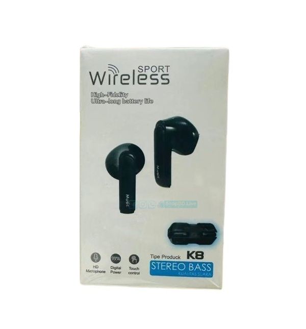 K8 Wireless Sport Earbuds – Bluetooth 5.3 | Stereo Bass | Noise Reduction | Long Battery Life Gaming Earbuds