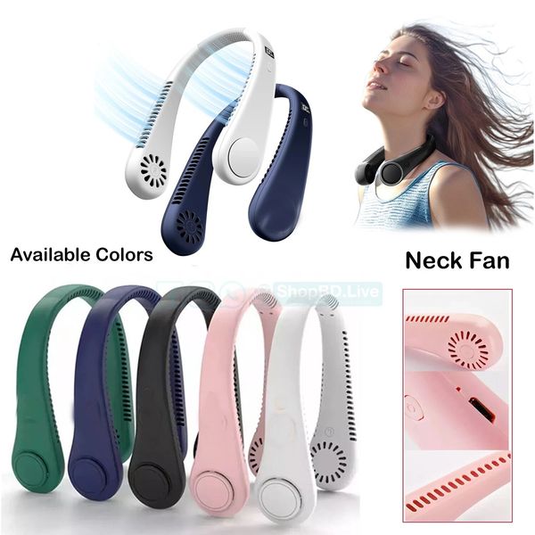 Mini Neck Fan Portable Hanging USB Rechargeable Bladeless Air Cooler | 3 Speed | Hands Free | Price in BD