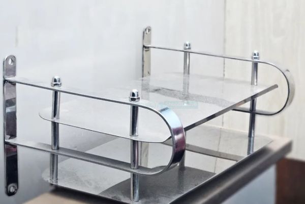 2-Layer Wall Mount SS Wifi Router Stand(100% Pure Stainless Steel) Shelf for TV Box & Remotes