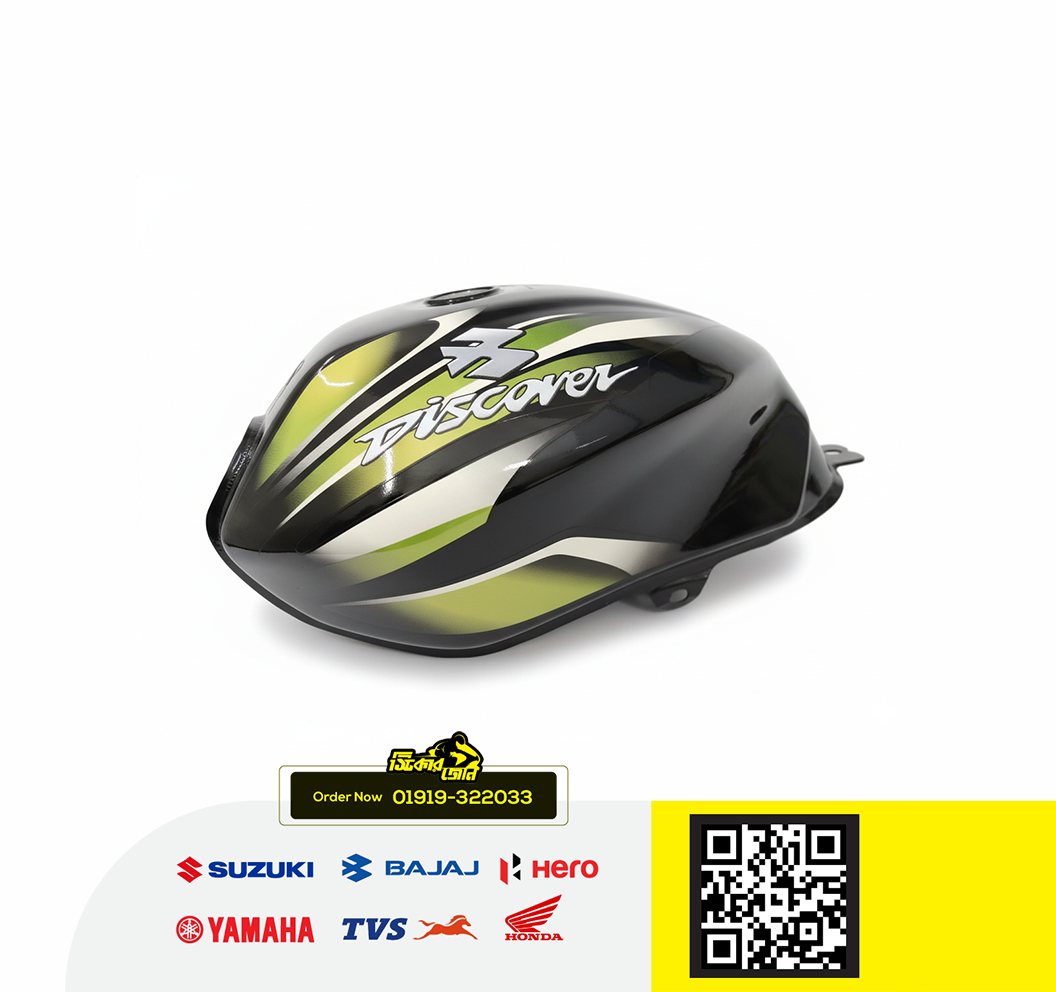 Fuel Tank for Bajaj Discover 100 (Black-Green) bike. P2_img_0