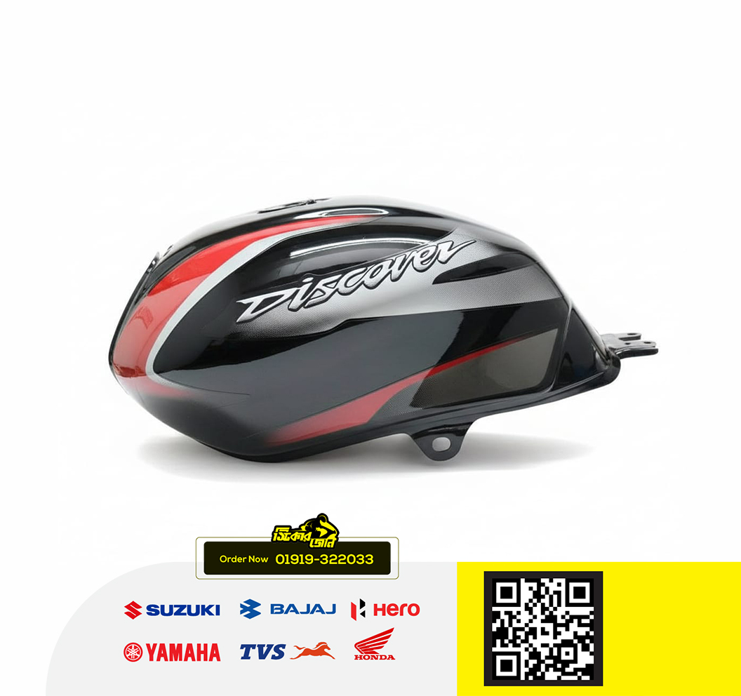 Fuel Tank for Bajaj Discover 110 (Black Red) bike. P2_img_0