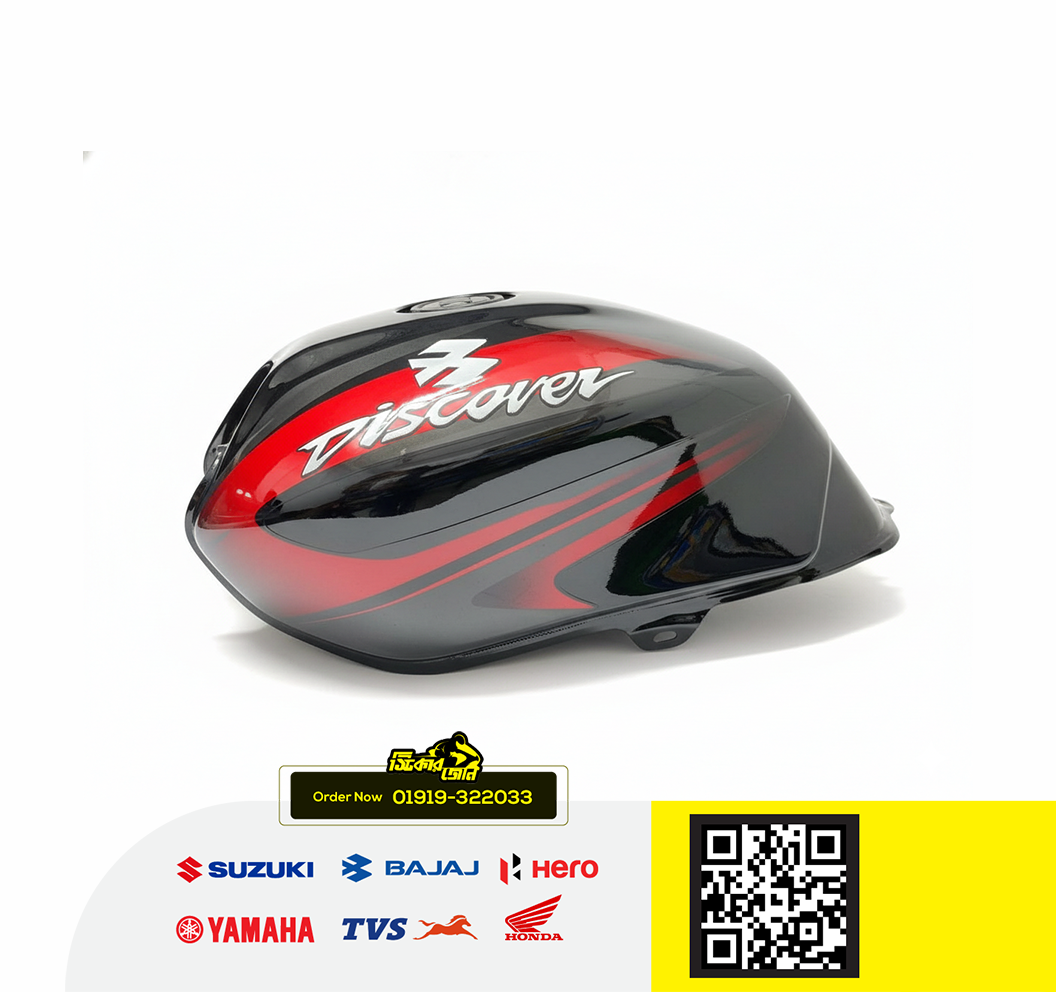 Fuel Tank for Bajaj Discover 125 Black-Red bike. P2_img_0