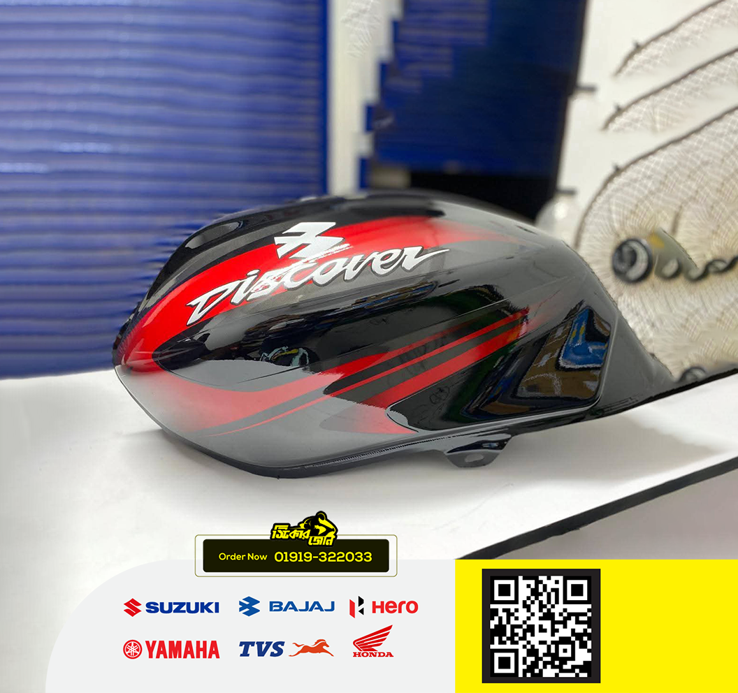 Fuel Tank for Bajaj Discover 125 Black-Red bike. P2_img_1