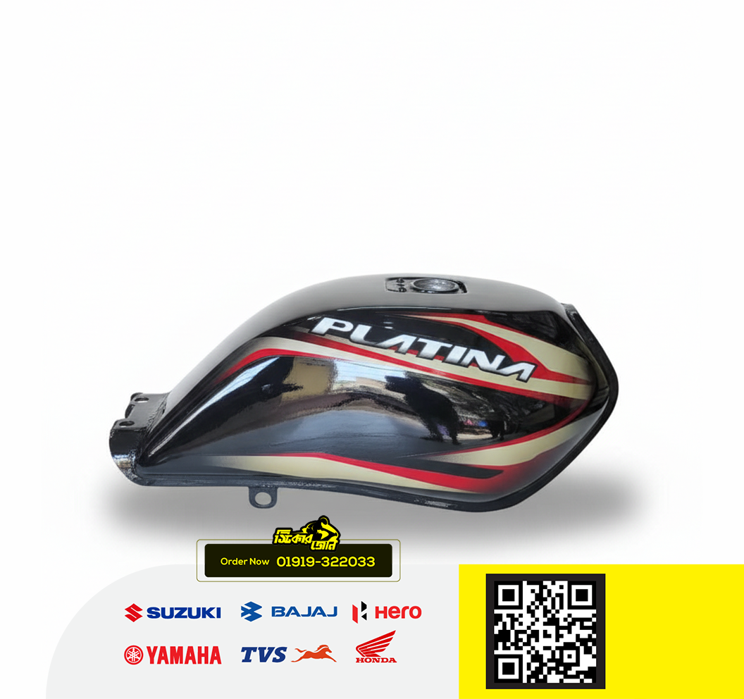 Fuel Tank for Bajaj Platina Black-Red Golden bike. P2_img_0